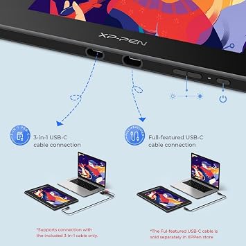 XPPen Artist 13 (Gen 2) Graphics Tablet for PC 13.3 Inch Pen Display 127% sRGB Colour Space X3 Smart Chip Pen with 8 Quick Access Keys Pen Display for 3D Modeling Drawing Animation