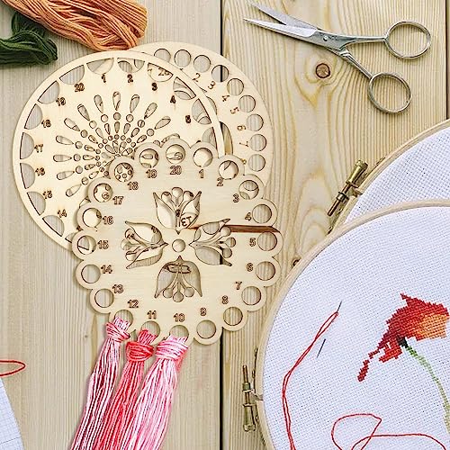 image for Honbay 3PCS Wooden Embroidery Floss Organizer Cross Stitch Floss Holde