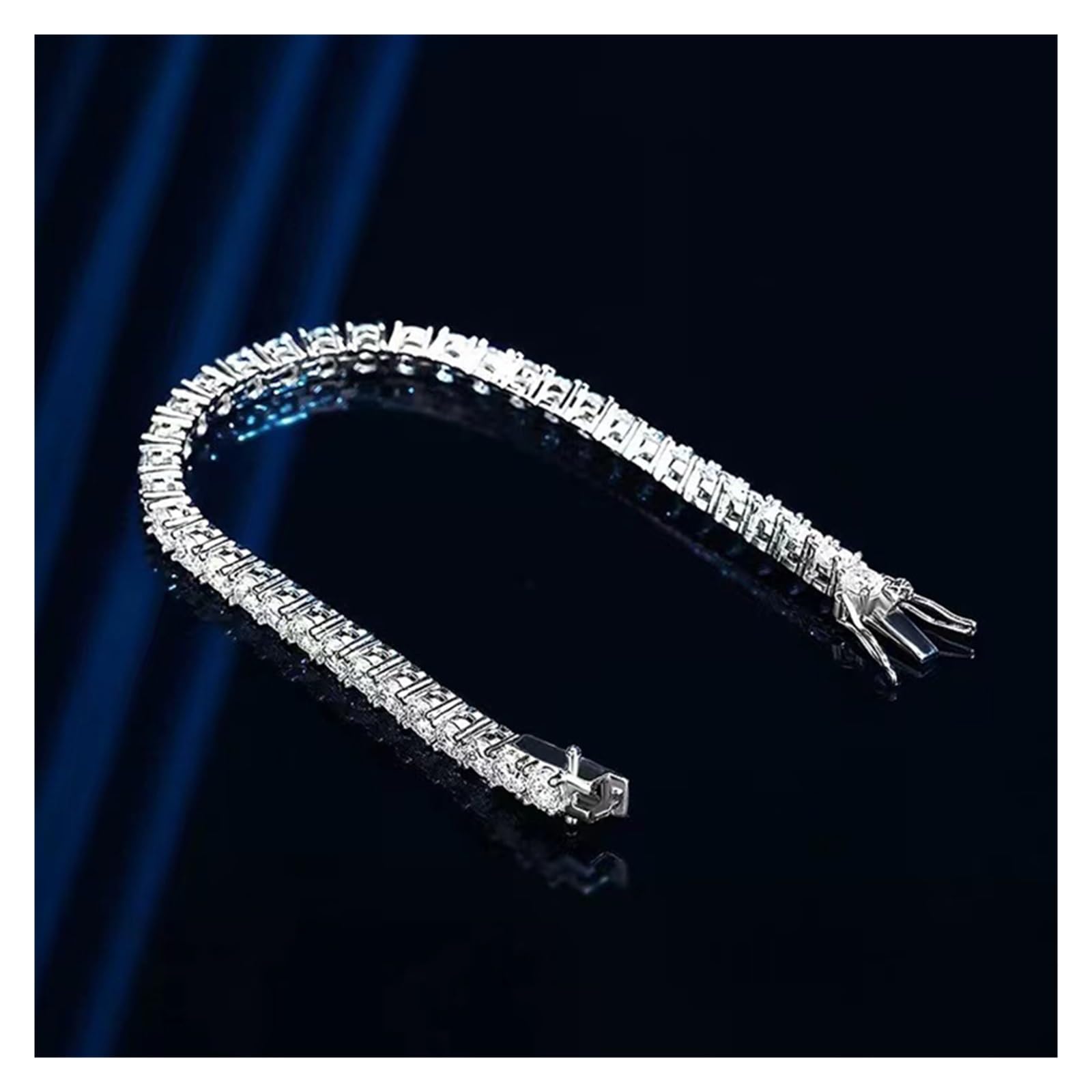 LYGBAOFUL Armband 4 mm Moissanit-Tennisarmbänder 925er Silber D Vvs runder Moissanit-Diamant-Gliederkettenarmband vergoldetes Weißgold-Pass-Tester-Geschenk (4 mm – 20,5 cm_plattiertes Weißgold)