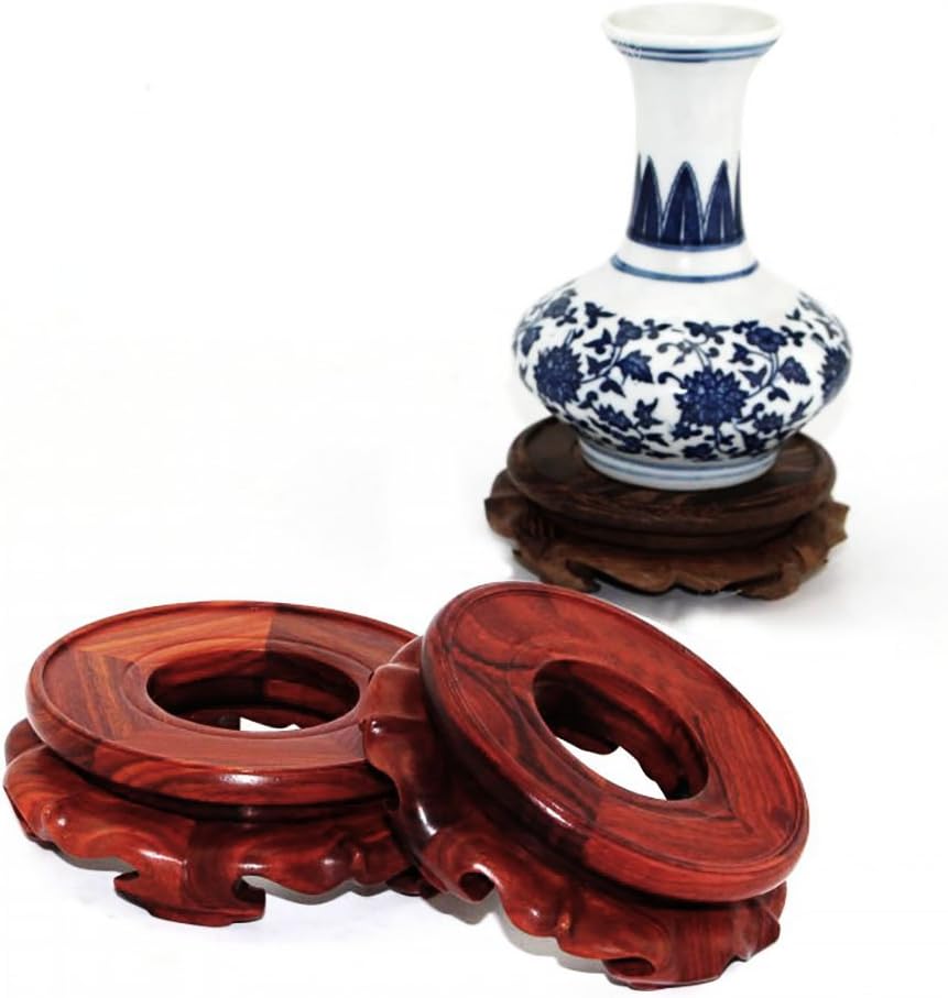 GOLDY&WENDY Oriental Asian Solid Wooden Vase Stand Crystal Ball Display Stand for Collectibles