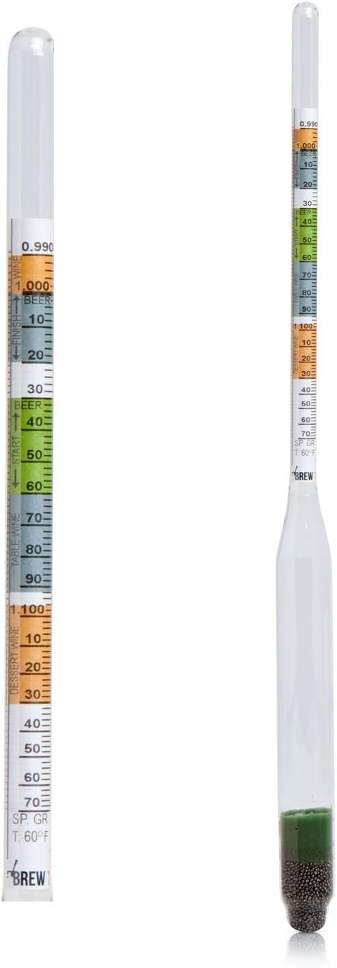 Brew Tapper Triple Scale Hydrometer for Beer, Wine, Mead & Kombucha - Specific Gravity ABV Tester