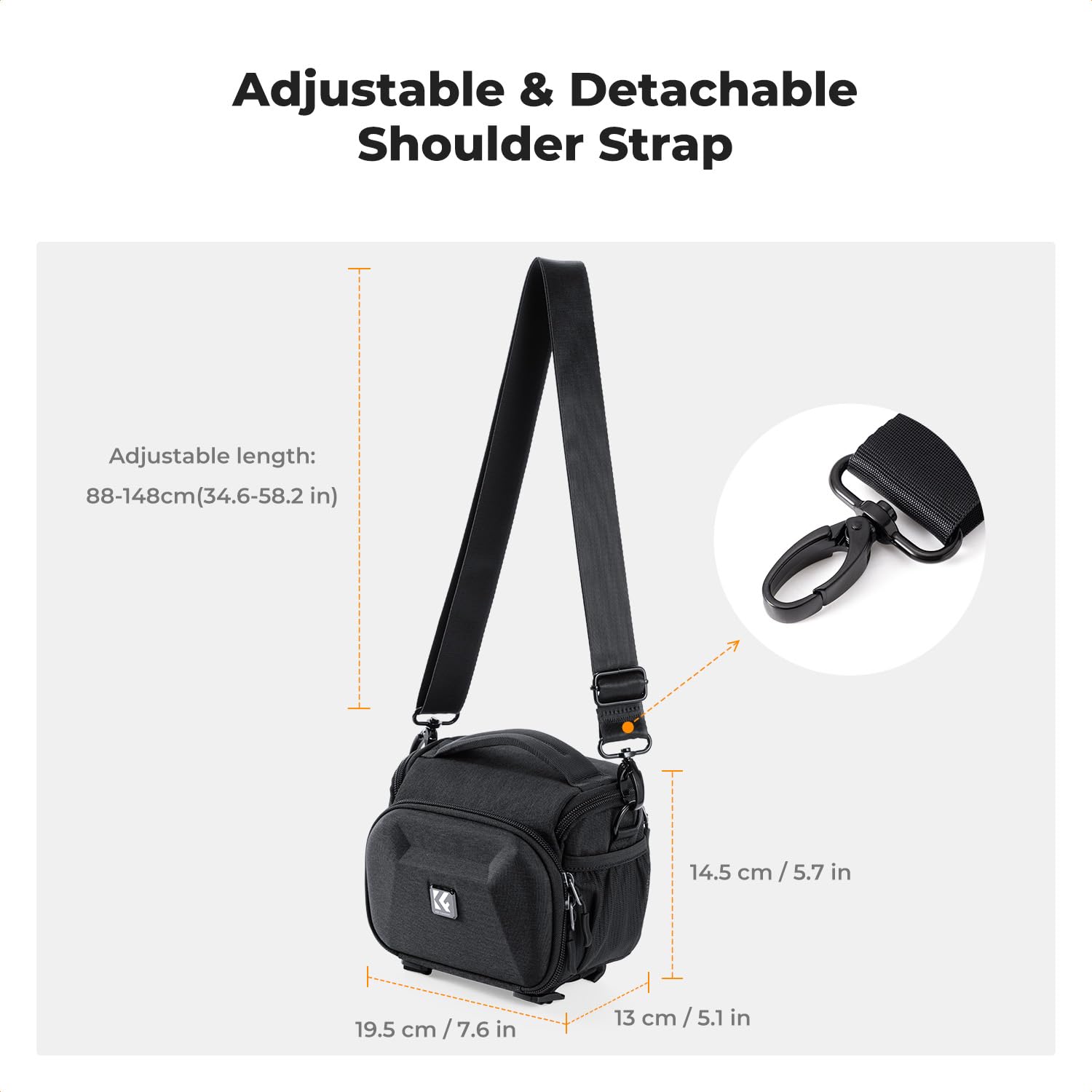 K&F CONCEPT Borsa per Fotocamera a Tracolla, Borsa Fotografica Impermeabile in eva hardshell con tracolla regolabile, Compatta Custodia per Macchine Fotografiche Reflex Obiettivo Treppiede