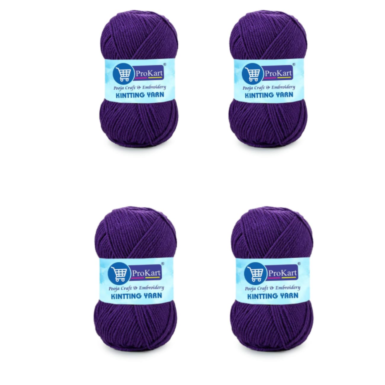 ProKart Premium Woolen 4 ply Hand Knitting Wool Yarn | Fine Weight Knitted and Crocheted Soft Yarn for Sweater, Scarf, Hat, Baby Clothes, (1 Ball/100 Gram Each) (Dark Purple, 100gms x 4 Pack) discount deal