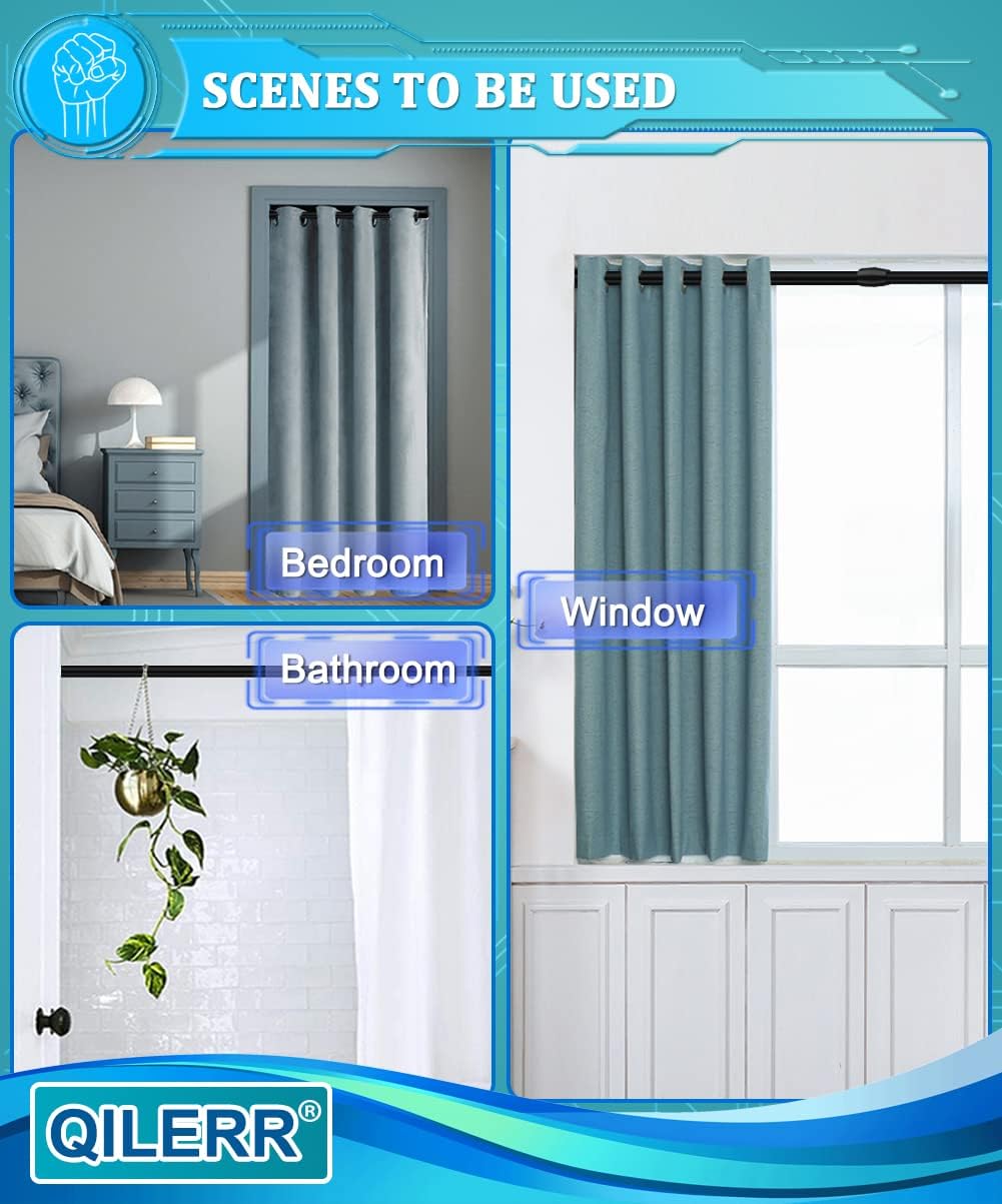 Small Tension Rod 16-28 in, Short Shower Curtain Rod Black