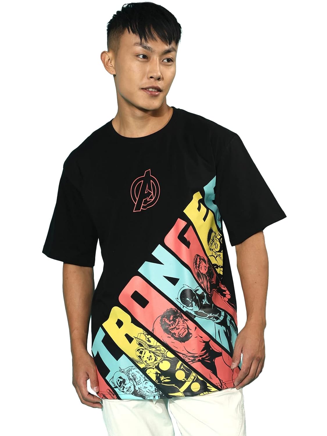 Veirdo® Pure Cotton Black & White Oversized Fit Graphic Printed Half Sleeve T-Shirt for Men (OS_100_MAV4014_BK)