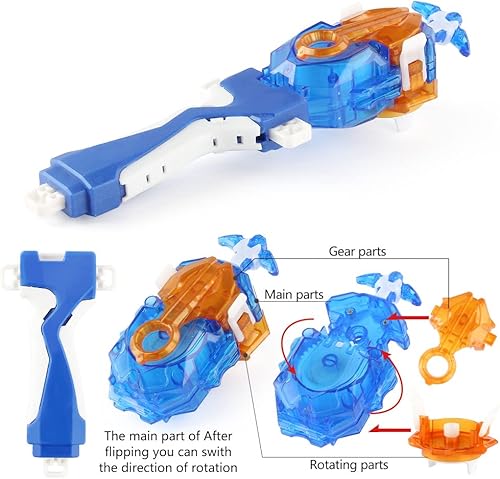 Miniatura 6 de Burst Gyro Blade Set - 12 tapas giratorias, 2 lanzadores, juego de combate de fusión de metal en caja de almacenamiento portátil para niños, niños a