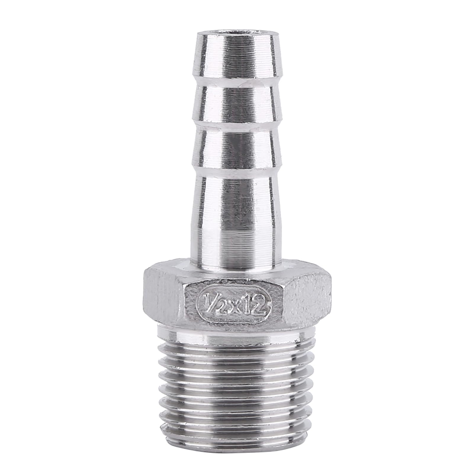 Yyntlort Men's #-15 Stainless Steel Ss304 Thread Pipe Fitting Hose Tail Connector Bsp Quick Joint Plumbing Engineering (1/2''*12Mm)