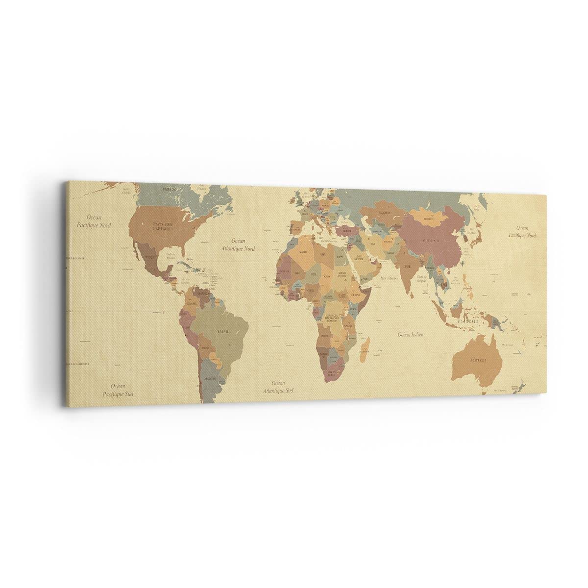 ARTTOR Dekoracja ścienna Salon mapa świat kraj Panorama Obraz na płótnie w ramie 120x50cm Nowoczesny Sypialnia Kuchnia Sztuka na ścianę Duży Obrazy Art Foto Wall Decor Canvas AB120x50-3861