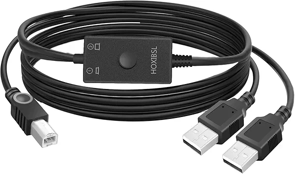 Printer Cable Splitter 2 in 1 Out,Prlnter Splitter for Two Computers,Suitable for Two Computers to Share one Printer, Compatible with inkless Printers,Samsung,MacBook Pro, HP, Canon,Brother, etc.