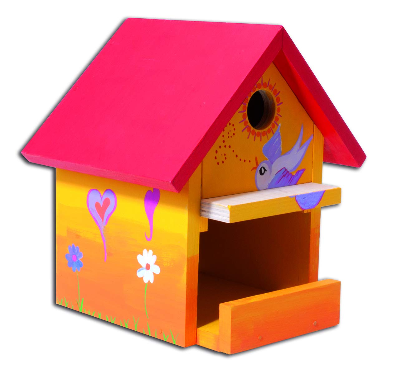 Pebaro 466 Holzbauset Bastelset Vogelhaus inkl. 9 unbehandelten Birkenholzplatten, Löcher vorgebohrt, Hammer und Nägeln, Geschenkidee für Hobby, kleine Handwerker und Kinder, Basteln mit Holz