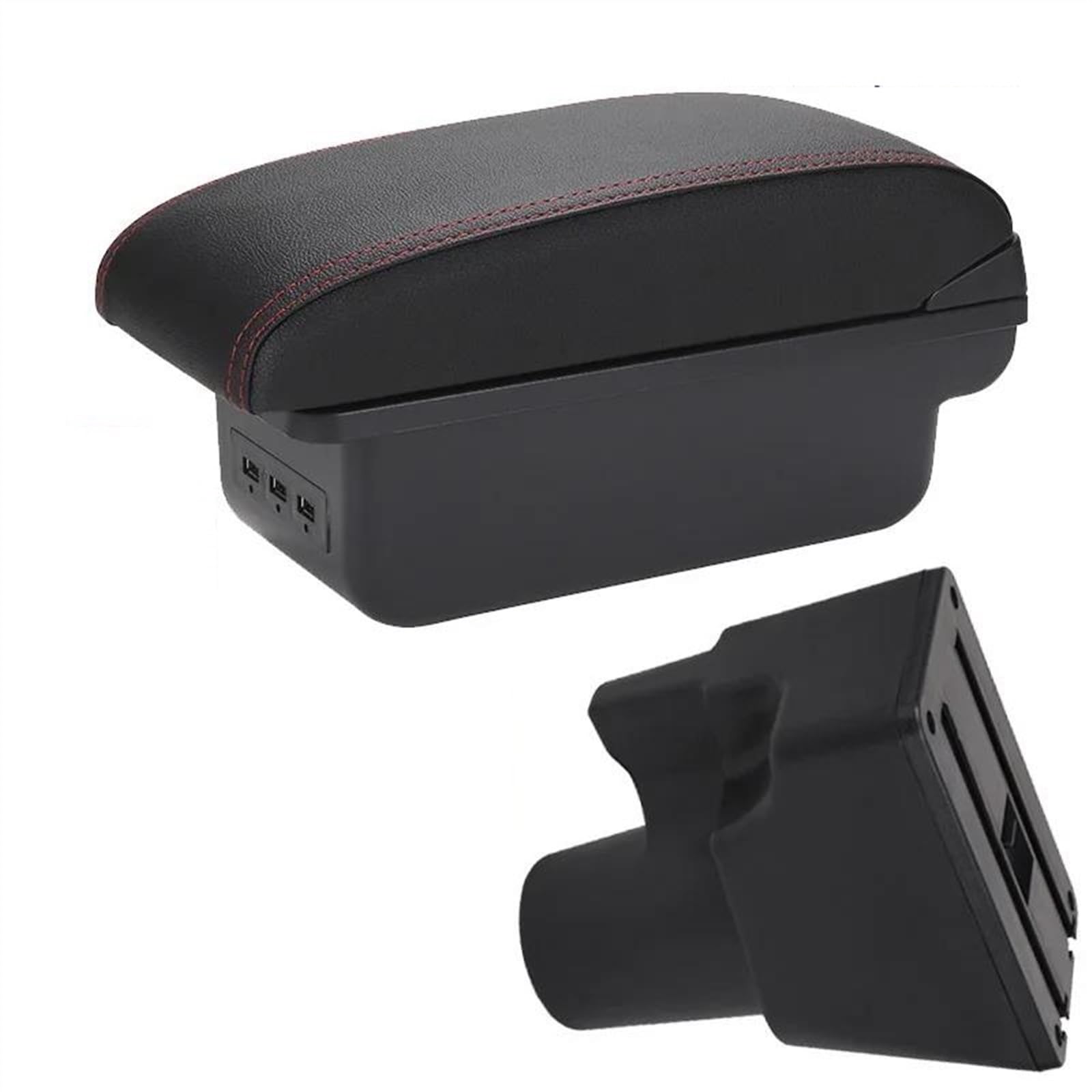 NMJLQW Storage Rack Armrest Box Car Interior Retrofit Parts Car Accessories Storage Box Simple Installation For Picanto 3X-Line(B1 Black red 3 USB)