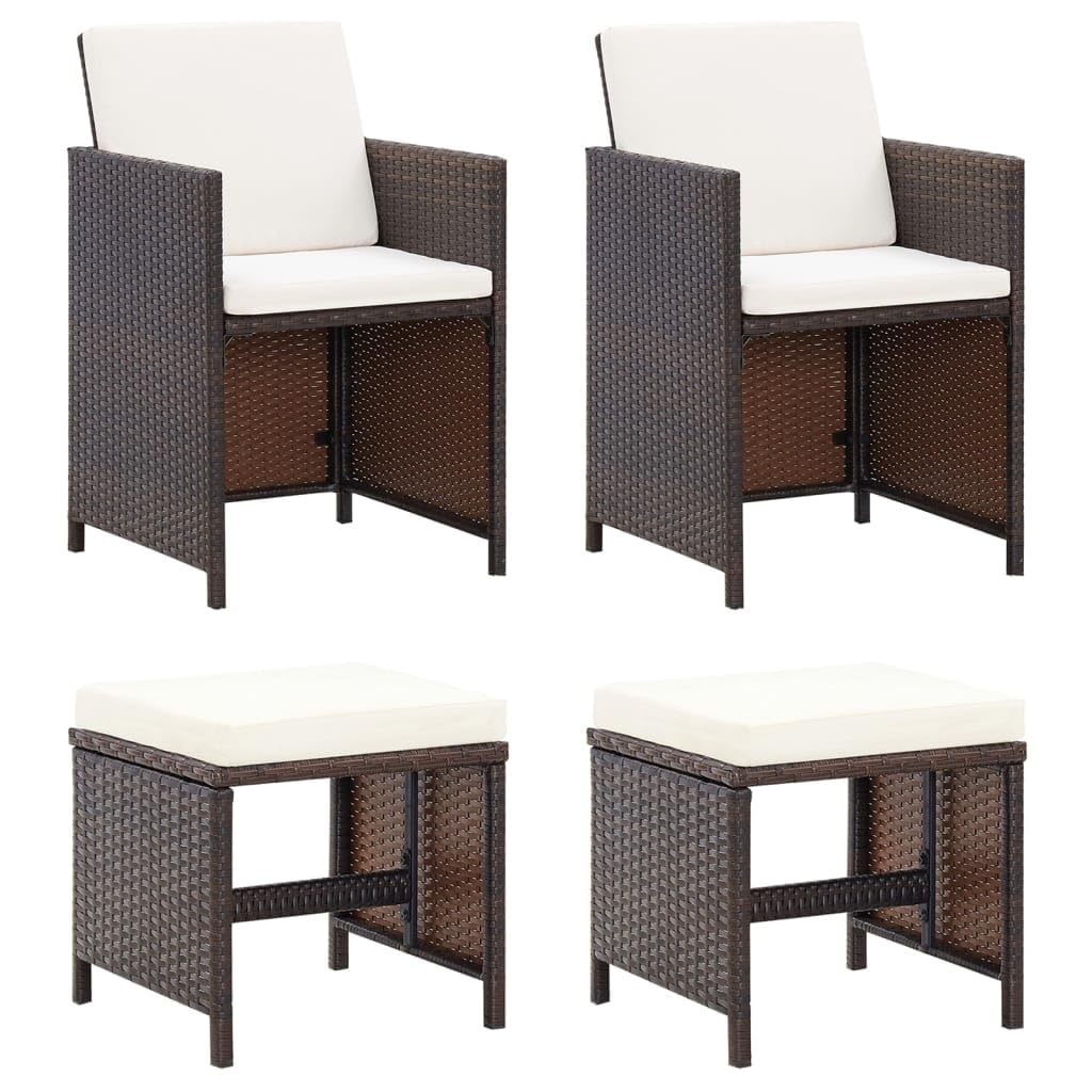 Chaises de jardin en rotin marron pour repas sur la terrasse Lot de 4