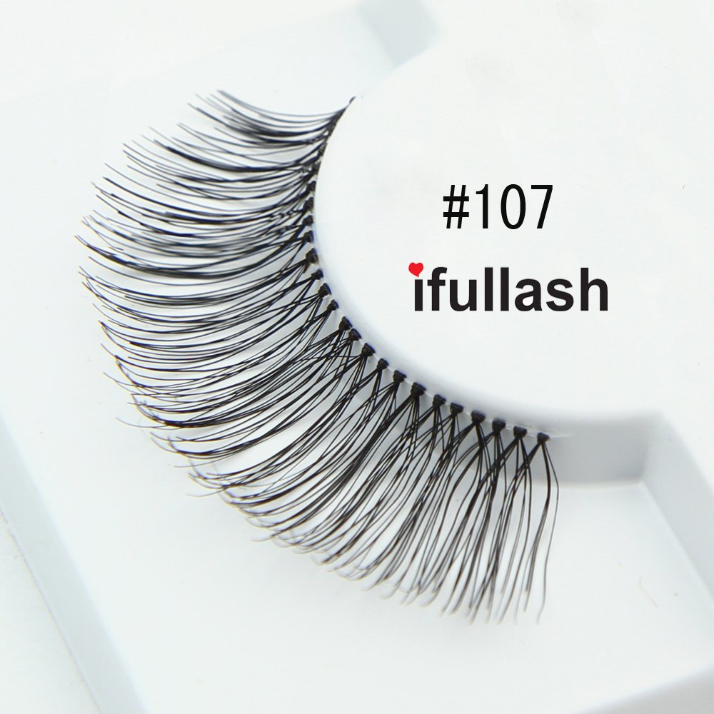 #107, 12 Pairs ifullash 100% Human Hair Eyelashes
