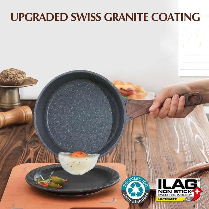 SENSARTE 18 cm Non-Stick Casserole with Lid, 2 L Small Pot with Swiss Granite Coating, Stay-Cool Handle - Image 3
