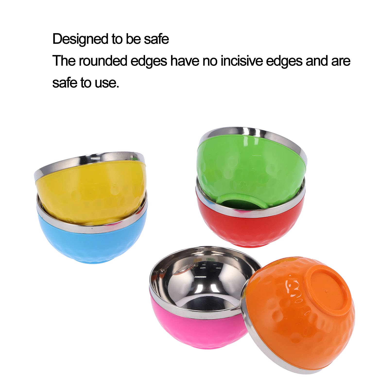 6Pcs Mixing Bowls for Kitchen, Double Wall Insulated Bowls Stainless Steel Dessert Serving Bowl Set Soup Cereal Bowls for Kitchen(01)