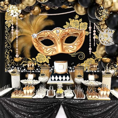 MEHOFOND Fondo Fotográfico 10x7ft Oro Negro miniatura 3