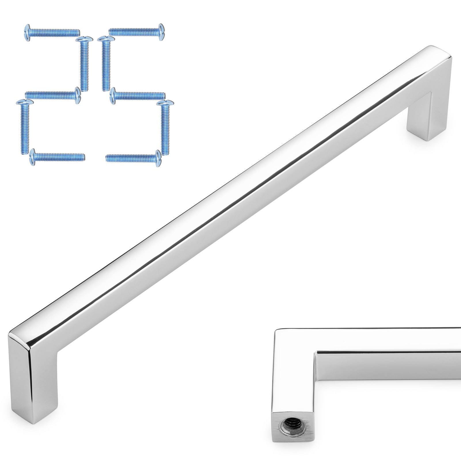KOOFIZO 25 Pack 6-1/4 in Polished Chrome Cabinet Pulls, Drawer Handles 1816