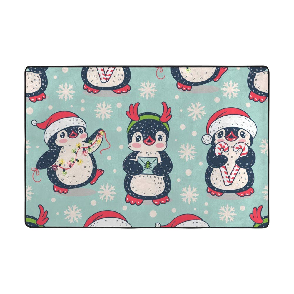 Tapis mignon pingouins d'hiver bleu pour des moments cocooning doux