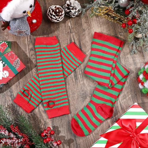 Image of Geyoga Arm Warmers Leg Warmers Striped Thigh High Socks Fingerless Gloves Stockings Christmas Halloween