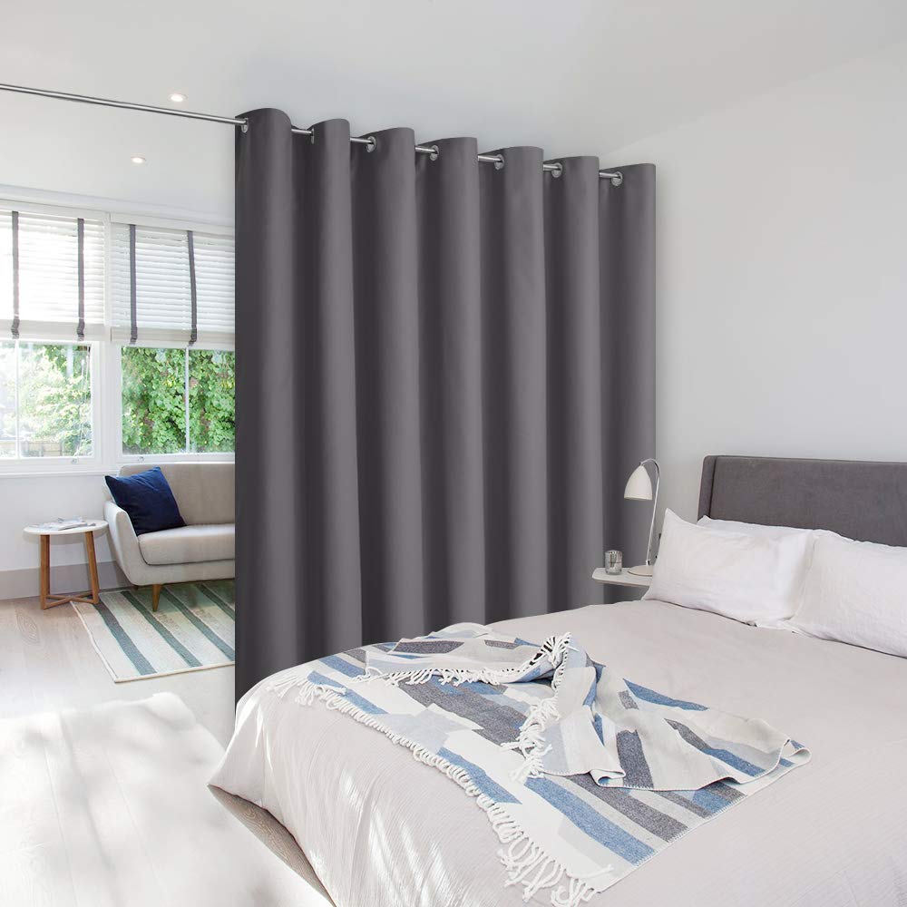NICETOWN Wall Curtain for Bedroom, Room Divider Curtain for Doorways, Vertical Blind for Sling Door, Privacy Sound Reduction Curtains Room Dividers for Patio (Grey, 1 Panel, 7ft Tall x 12.5ft Wide)