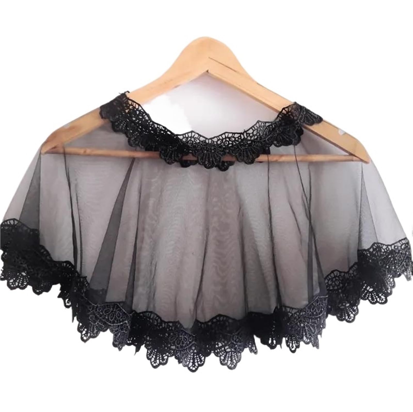 HEUchuan Wedding Dress Shawl Red Lace Appliqued Cape Bolero for Women - Bridal Marriage Party Wraps and Shawls(Black)