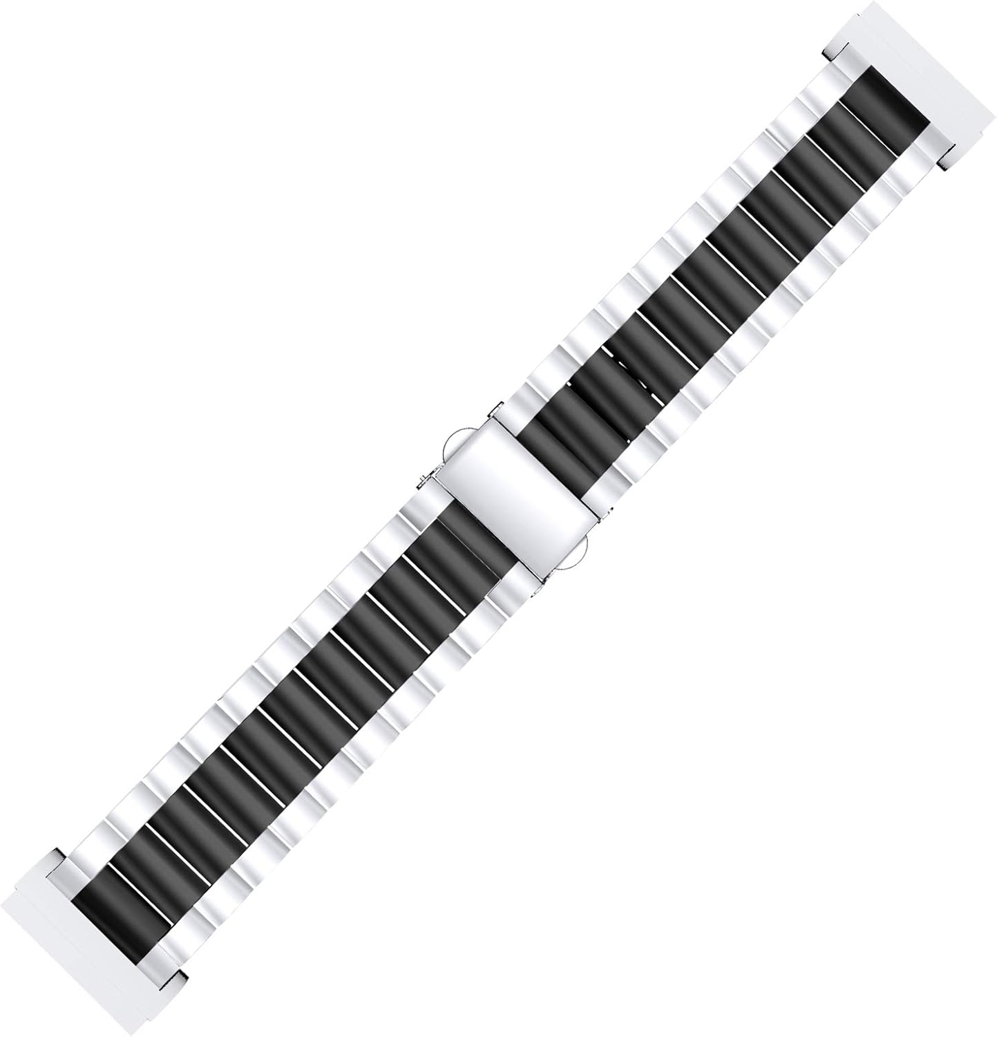 WatchBand for Fitbit Sense 2, Solid Stainless Steel Watchband Accessory Straps Replacement Business Wristbands Compatible for Fitbit Versa 3/Versa 4/Sense 2/Sense for Women Men (Silver-Black)