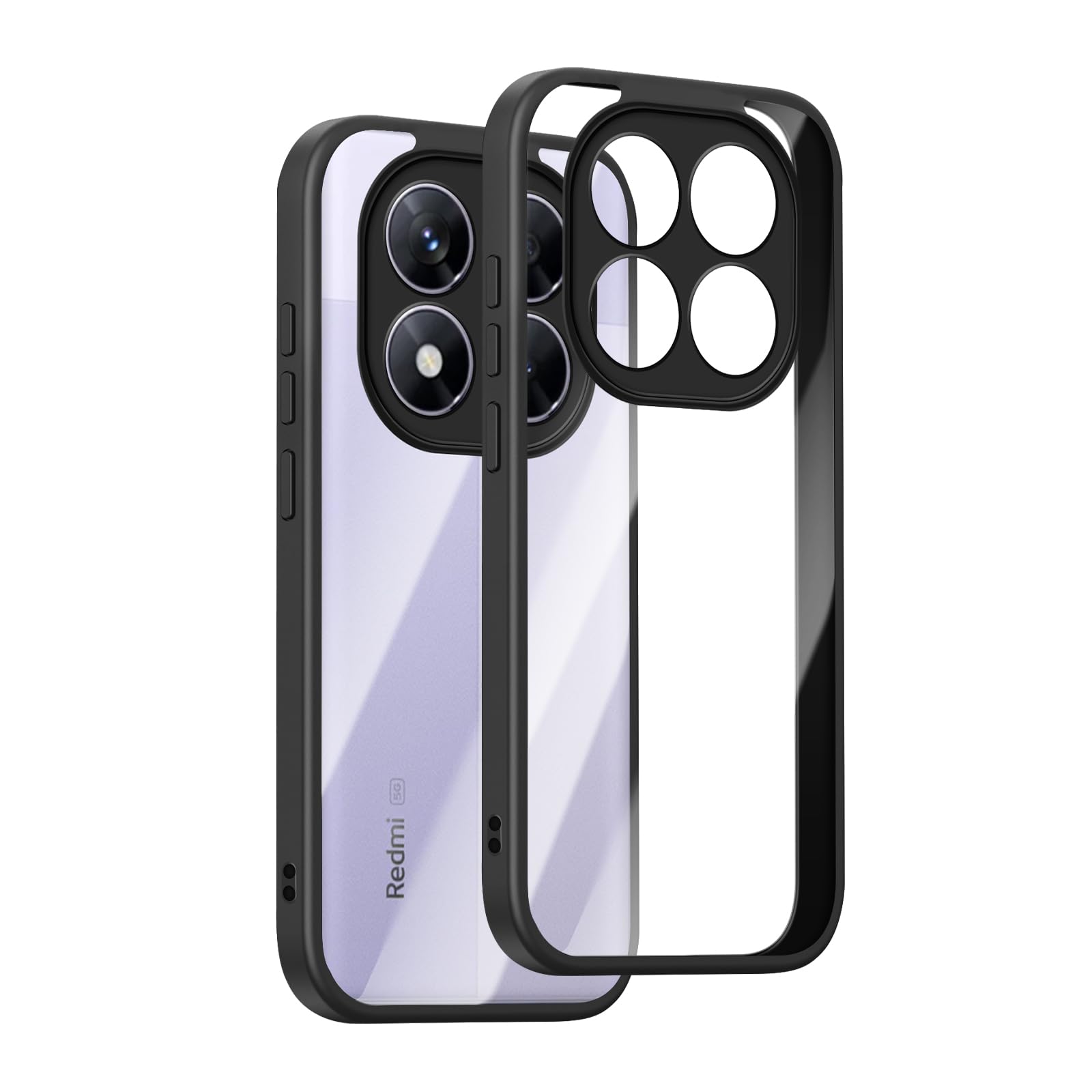 [SinRenn] Xiaomi Redmi Note 14 Pro 5G Case, Clear, 360° Full Protection, Thin, Lens Protection, Smartphone Case, Durable, Transparent PC Back + Solid Color, TPU Frame, Shockproof, Phone Cover