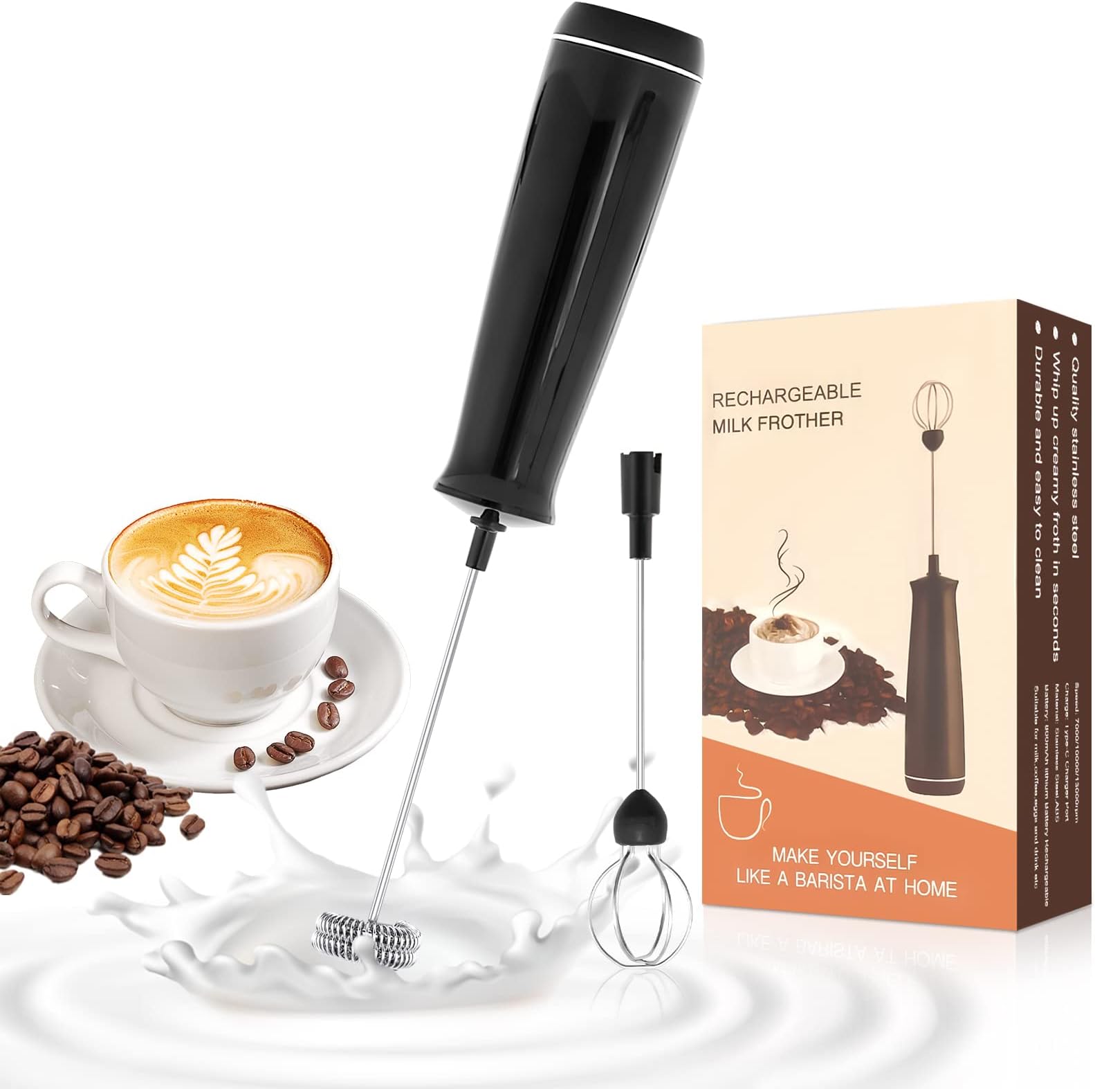 Mousseur à Lait Électrique 3 Vitesses Réglable, Batteur à Œufs USB Rechargeable avec 3 Fouet Tête, Agitation Mini Acier Inoxydable pour Café /Matcha/Latte/Cappuccino/Colacao/Crème/Cocktails/Jus Mousseur à Lait Électrique 3 Vitesses Réglable, Batteur à Œufs USB Rechargeable avec 3 Fouet Tête, Agitation Mini Acier Inoxydable pour Café /Matcha/Latte/Cappuccino/Colacao/Crème/Cocktails/Jus