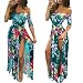 Romper Split Maxi Dresses Off Shoulder Floral Party Split Long Sleeve Dressy Jumpsuit 2017 Green M