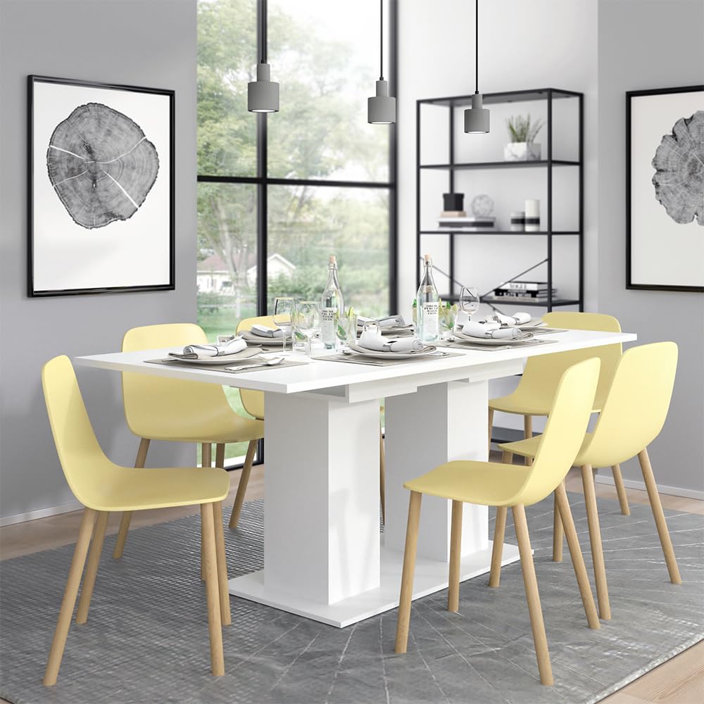 Vicco Tavolo da pranzo allungabile Dix, Bianco, 140-180 x 90 cm | con piano ribaltabile e struttura estensibile