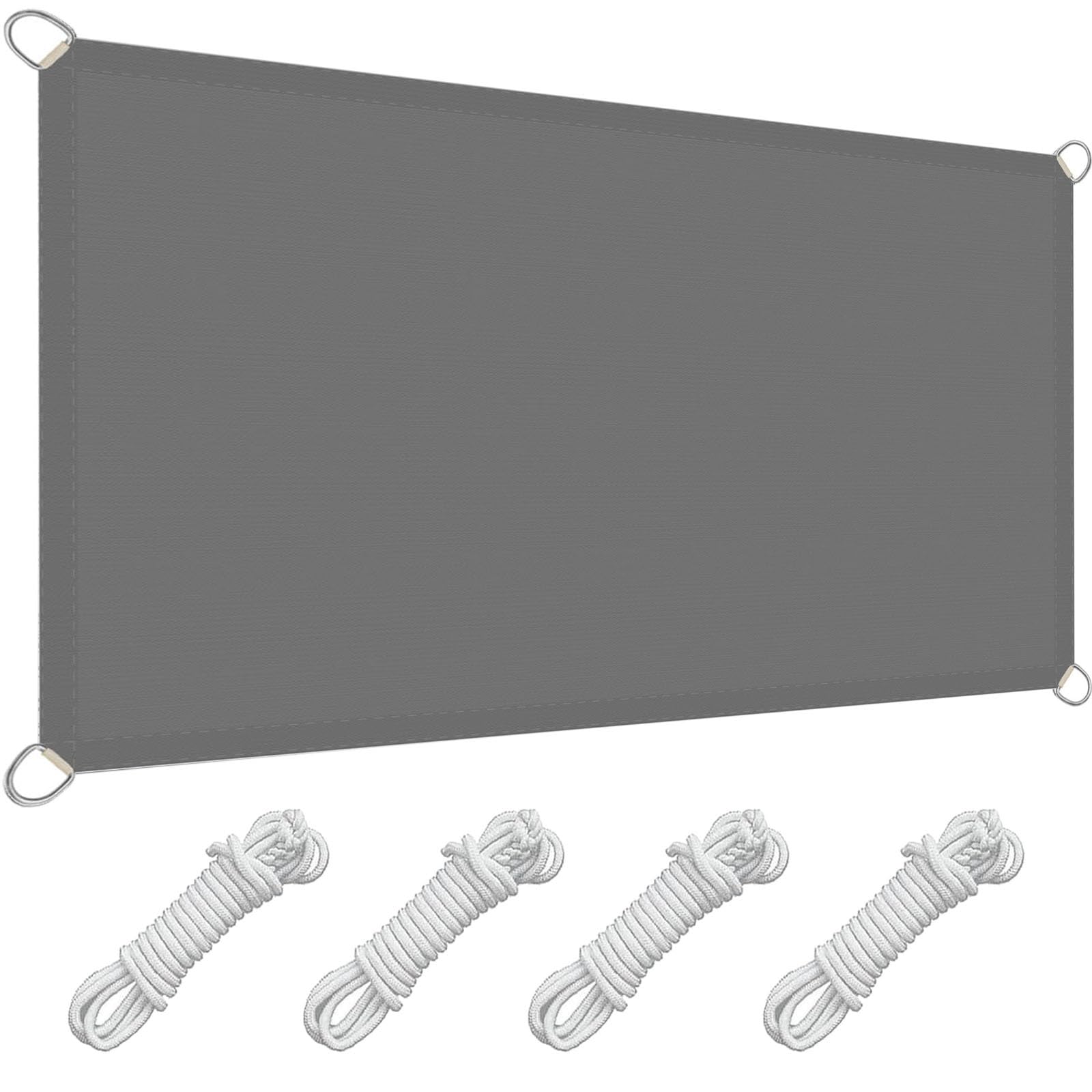 Filet d'ombrage gris clair 6x6m avec kit de fixation complet
