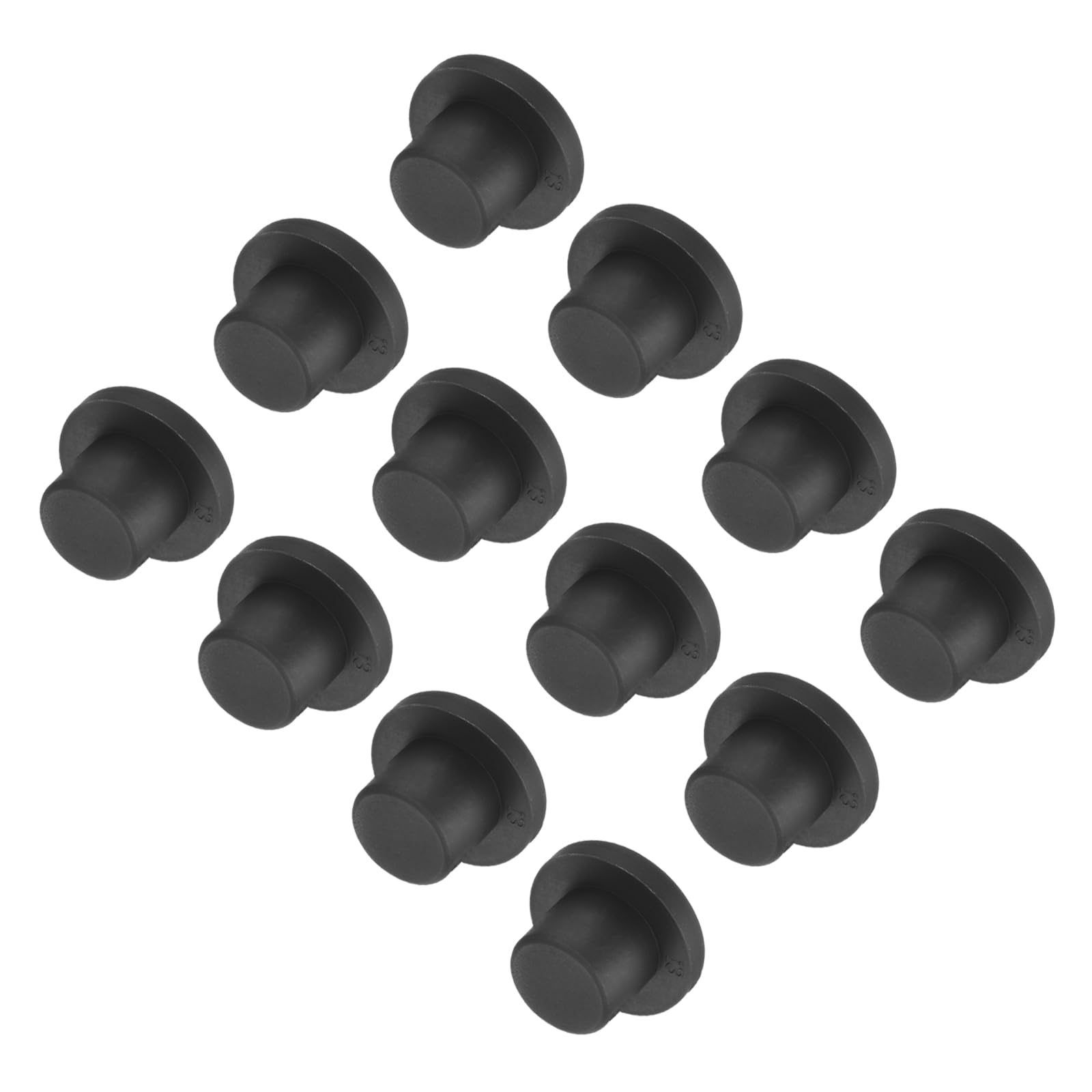 uxcell High Temp Silicone Plug Mount Dia 13mm/0.51 inch t Shaped Rubber Stopper Hole Plugs for Powder Coating Plating Waterproof Plugs Sealing Plugs Black Pack of 12(OD 21mm)