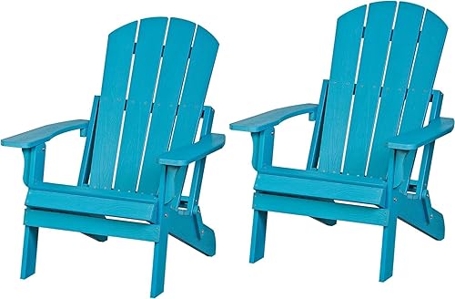 ZENY Juego de 2 sillas Adirondack para exteriores, silla de plástico para hoguera, resistente a la intemperie, plegable, para patio, terraza,