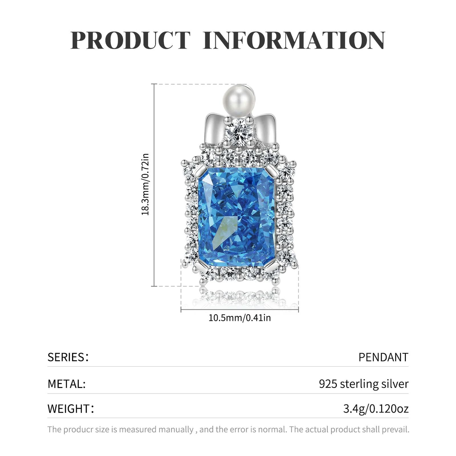 Colgante De Piedra De Alto Carbono Brillante Cuadrado Azul De Plata De Ley 925 Para Mujer, Regalo De Cumpleaños, Joyería Fina, Cadena