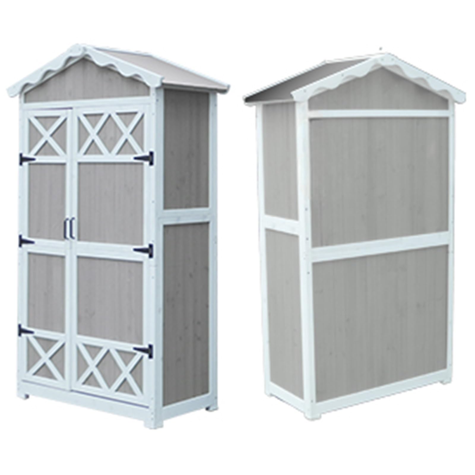 Amazon | 木製収納小屋、パティオ用両開き扉付き木製屋外収納