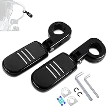 1.25" (32mm) Adjustable Highway Foot Pegs w/Mounting P-Clamps for Harley Davidson Touring Street Glide/Road Glide/Electra Glide/Road King Motorcycle with 1-1/4" Crash Bar,BLACK#1