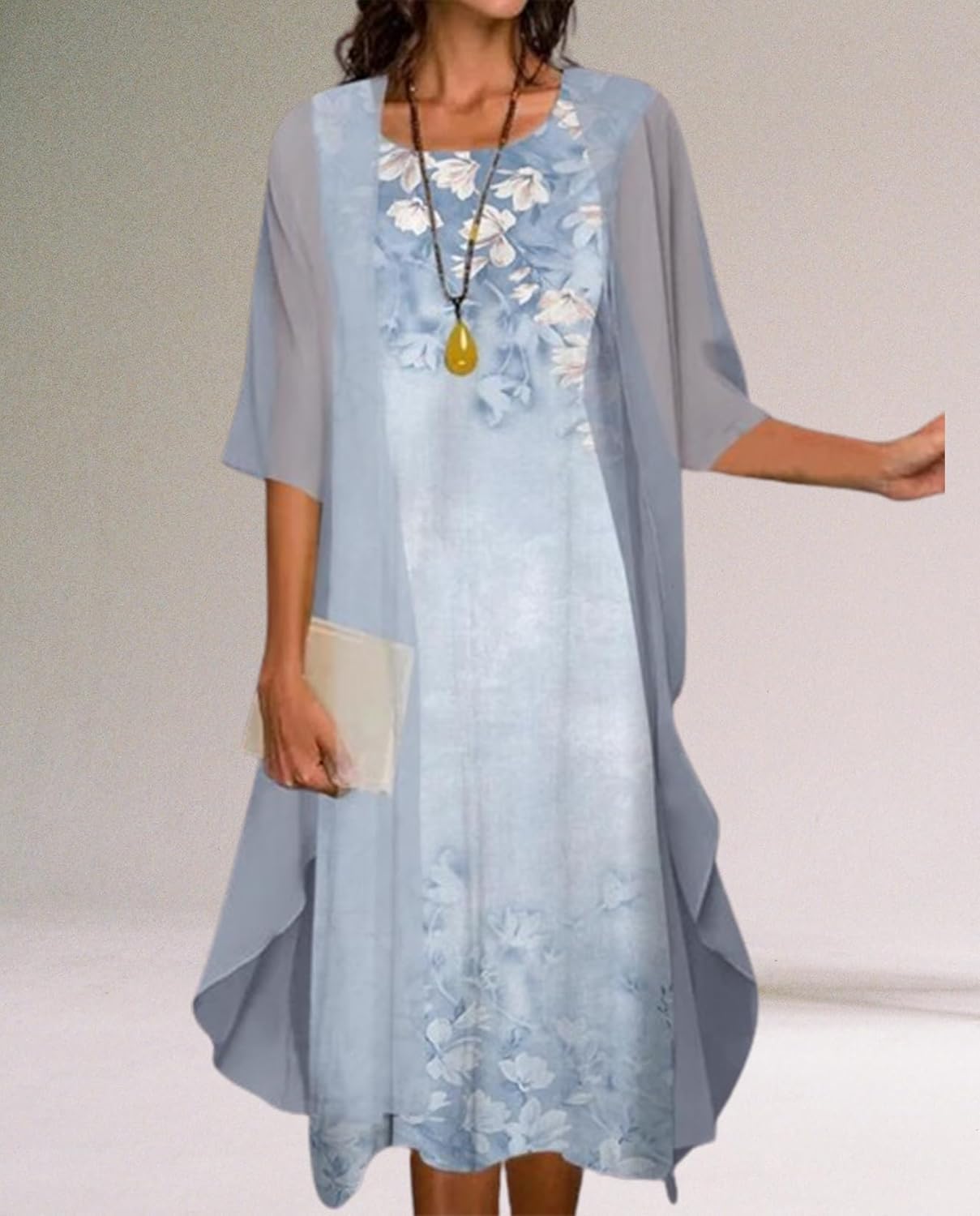 エレガントなミディドレス多用途マキシドレスフォーマル結婚式のゲストドレス女性のための花柄ロングドレス2ピース衣装ドレス