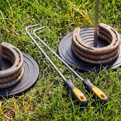 Image of Arrowbash 2 Pcs 20 Inch Horseshoe Pick-up Hook with Stainless Steel Shaft, Ergonomic Grip Horseshoe Retriever, Portable Horse Shoe Pick up Stick for Outdoor Games