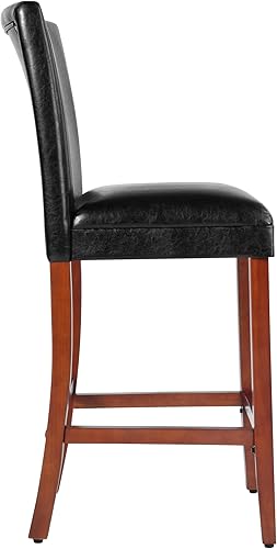 Miniatura 30 de Homepop Decoración del hogar | Taburetes de bar clásicos de altura de mostrador | Taburetes de bar de piel sintética de 24 pulgadas | Muebles