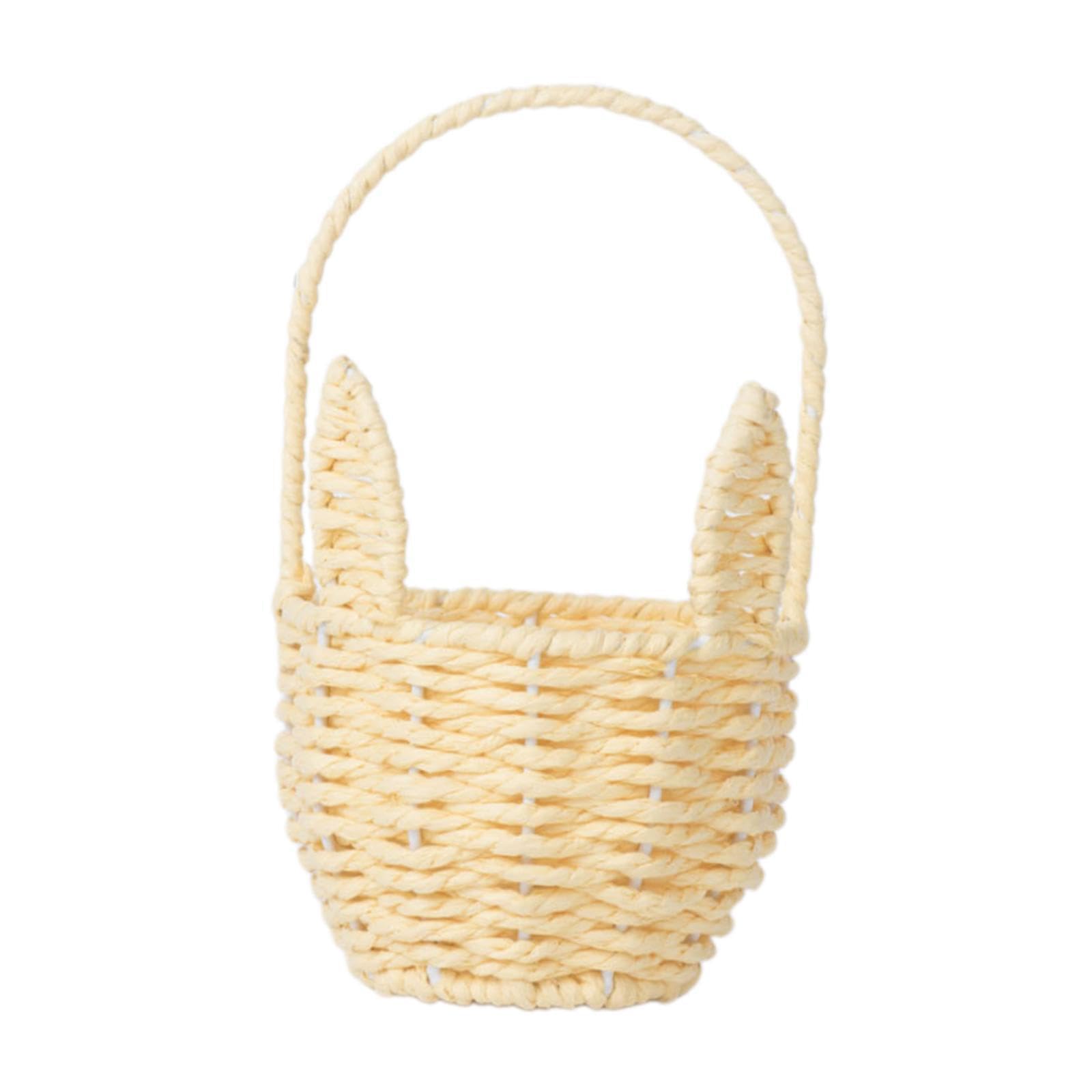 PIXZCSA Easter Basket Picnic Basket For Garden Party Decor Must-Have For Easter Celebration Flower For Egg Hunted, Yellow, 21x12.5x8.5 cm