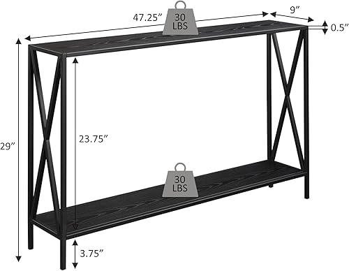 Miniatura 13 de Convenience Concepts Tucson - Mesa de consola, color negro/cereza. Cereza/Negro,Barnwood / Negro,Roble Inglés/Negro,Negro,Gris/Negro,Espresso /