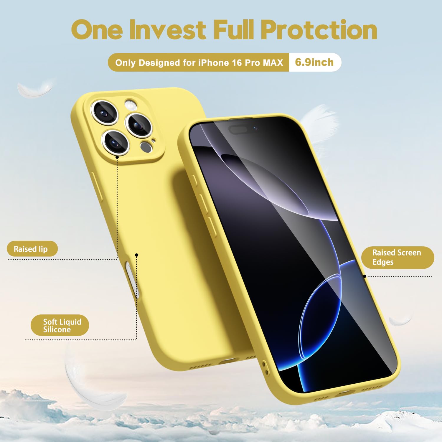 oakxco for iPhone 16 Pro Max Case Liquid Silicone, Soft Rubber Gel Elegant Aesthetic Basic Simple Cover, Cute Thin Slim TPU Matte Solid Color Plain Smooth Case for Women Girl, Light Pink — view 570