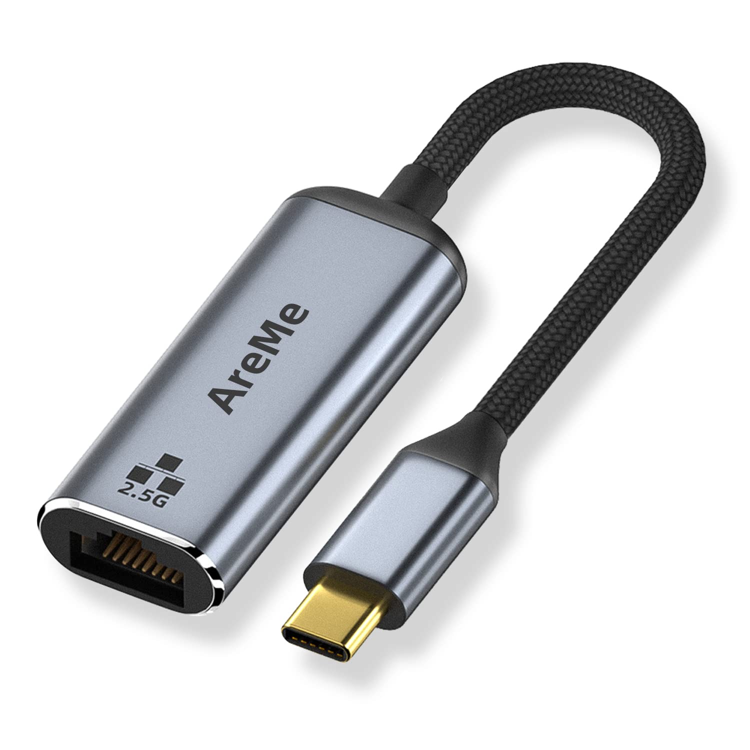 AreMe USB C to 2.5G Ethernet Adapter, Aluminum USB-C to Gigabit Ethernet Adapter for MacBook Pro/Air, iPad Pro, Surface, XPS, Laptop, PC and More