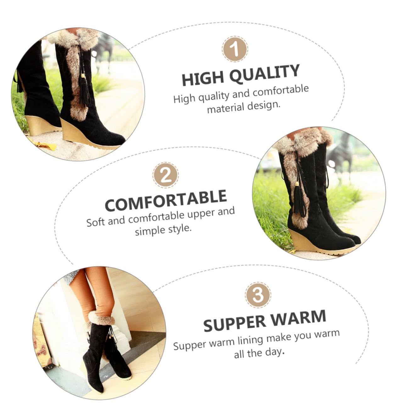 ORFOFE Stivali da Neve Alti Donna Imbottiti Caldi Antiscivolo Stivali Invernali Robusti Tacco da Pendio Look Elegante