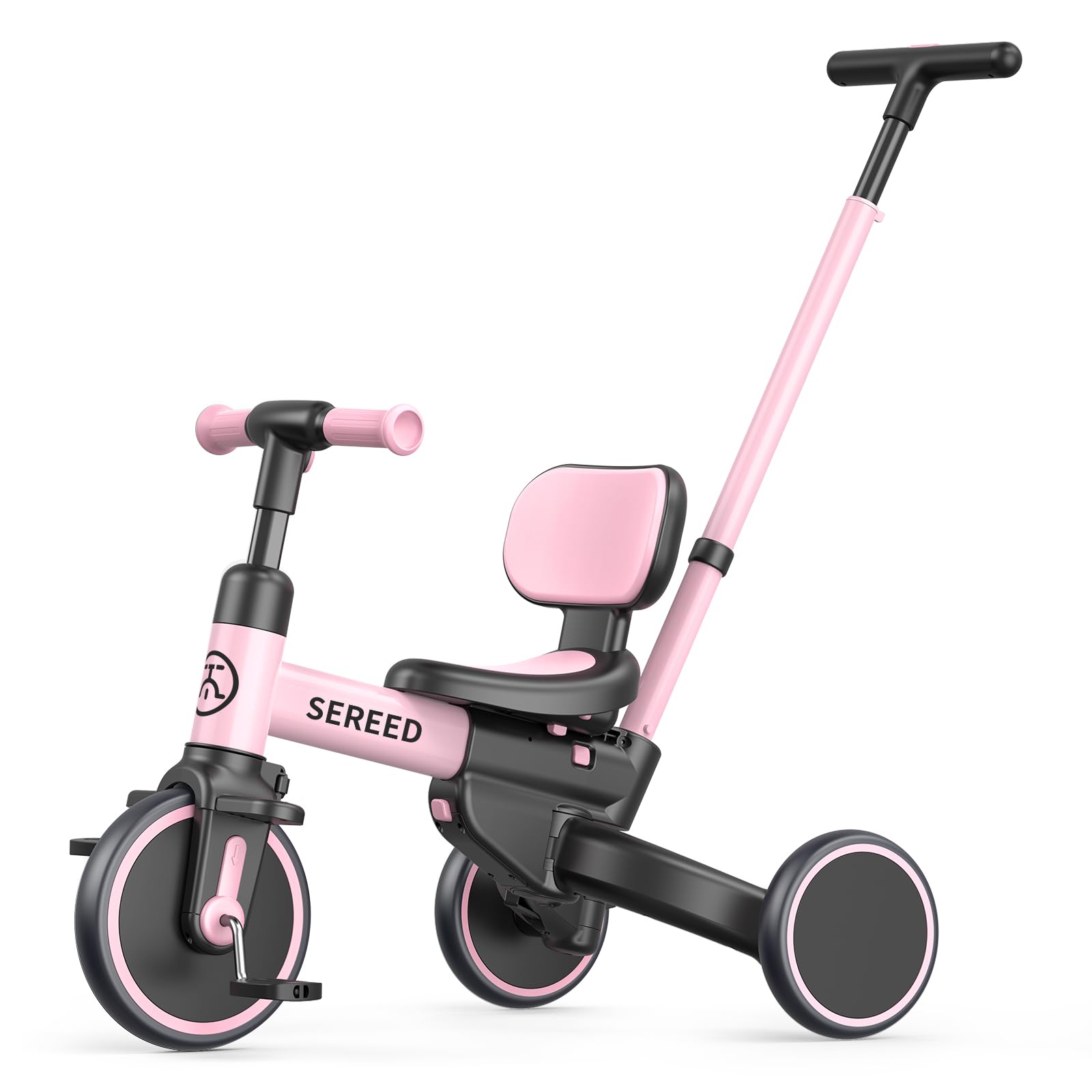 SEREED 5-in-1 Push Tricycle for Toddlers 1-4, Toddler Bike, Birthday Gift Global Recycled Standard Global Recycled Standard Global Recycled Standard