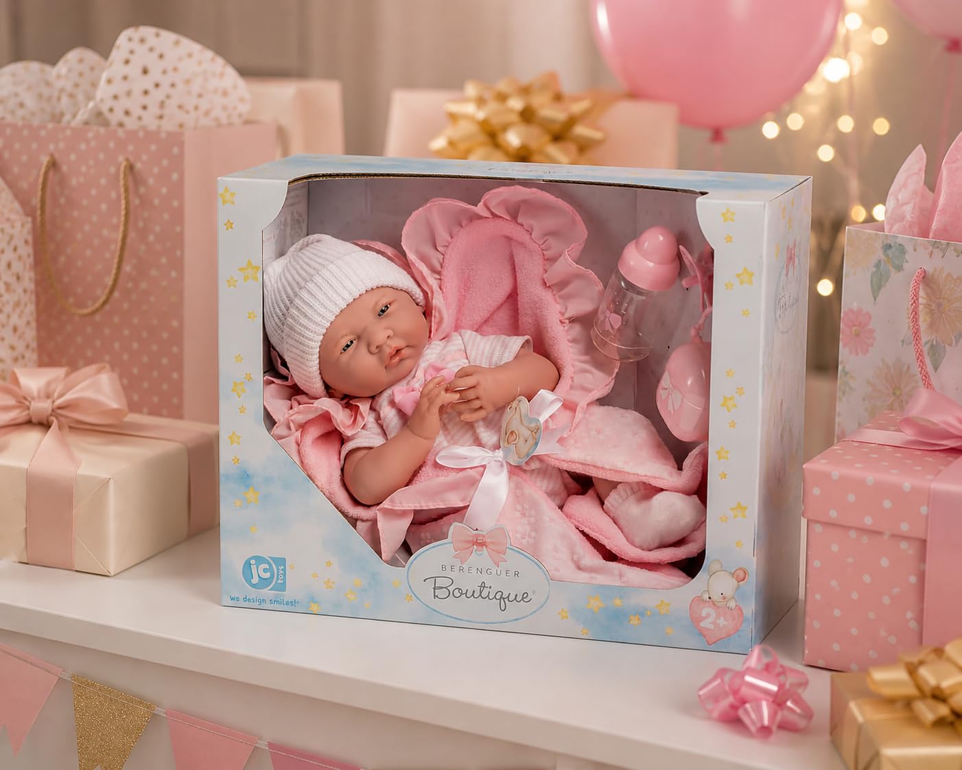 JC Toys 18780 La Newborn Soft Body Boutique Baby Doll, 39,8 cm, Rose