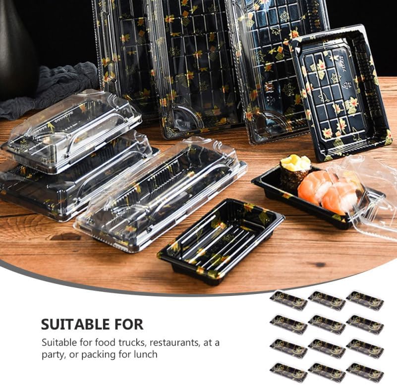 Miniatura 9 de 20Pcs Sushi Containers with Lid - Disposable Sushi Tray - Small Sushi Boxes To Go - Rectangular Take out Boxes - Fruit Cake Packing Box - Food