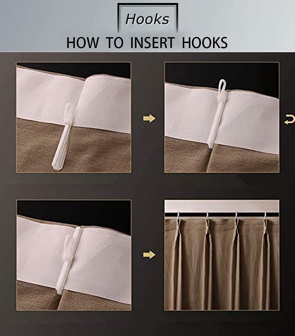 Pinch Pleat Curtain Natural Linen, Room Darkening Curtain for Living Room, Window Treatment Panel, (2 Panels, 25W x 120L, Gravel)