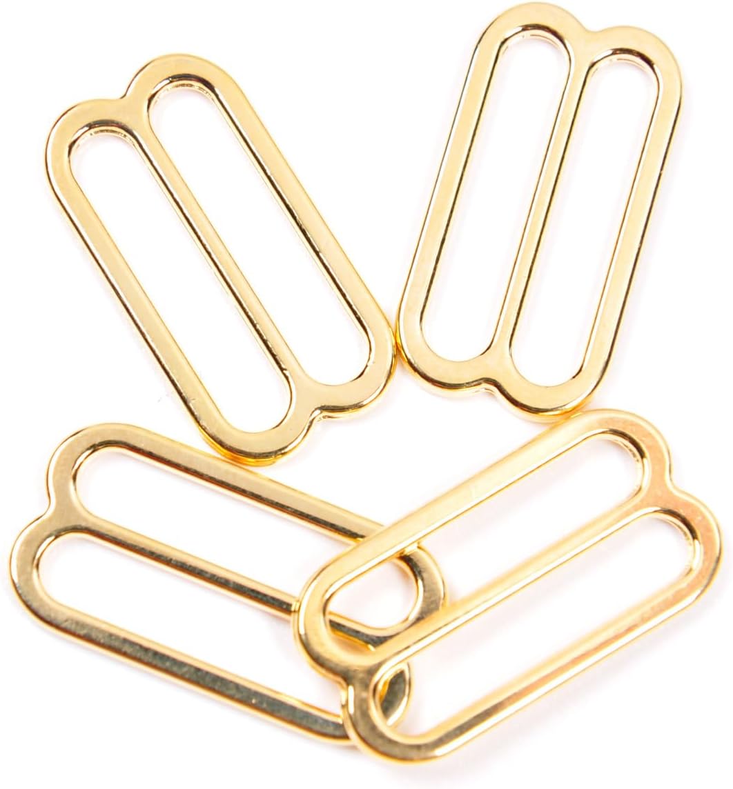 Porcelynne Gold Metal Alloy Replacement Bra Strap Slide - 3/4" (19mm) Opening - 100 Pieces