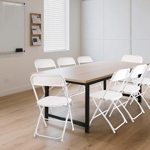 Miniatura 8 de Paquete de 4 sillas plegables blancas, silla plegable comercial apilable portátil, silla plegable de plástico para interiores y exteriores, para